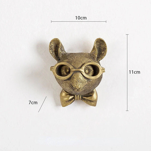 Antique Bronze Resin Animal Pendant Golden Deer Head Wall Storage Hook Background Wall Accessories Decorative Figures