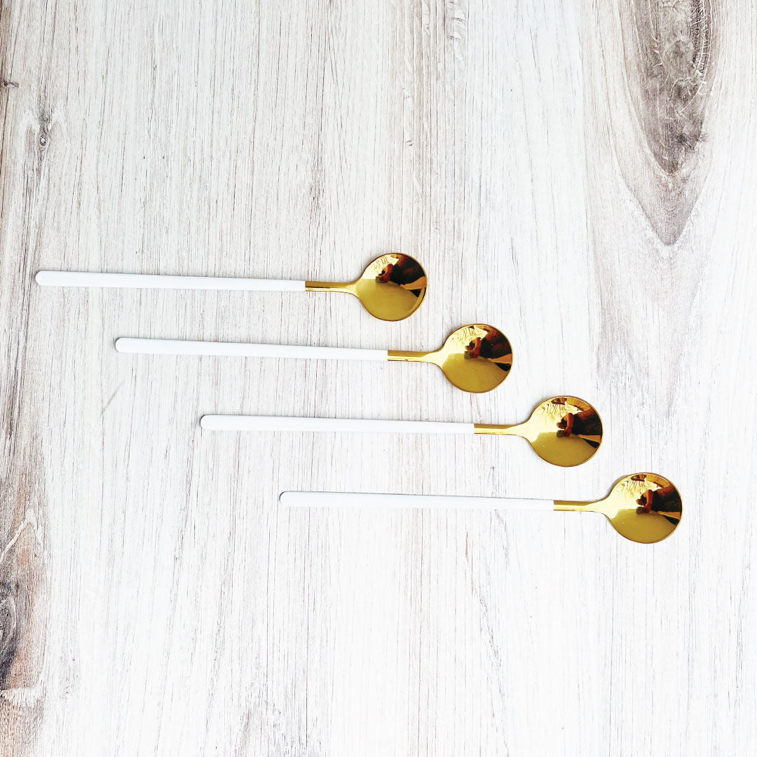 Trendy Espresso & Dessert Spoon Set with 4 Pieces