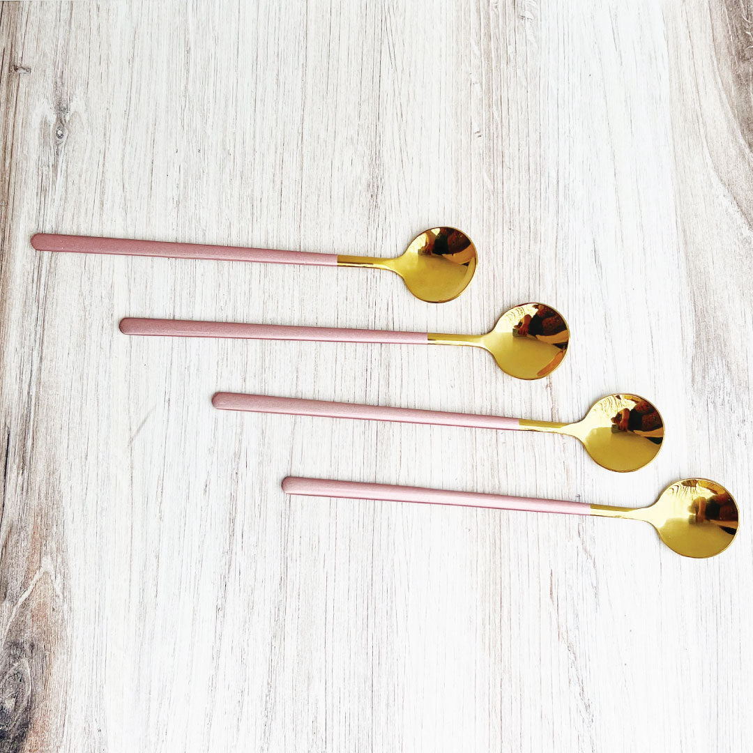 Trendy Espresso & Dessert Spoon Set with 4 Pieces