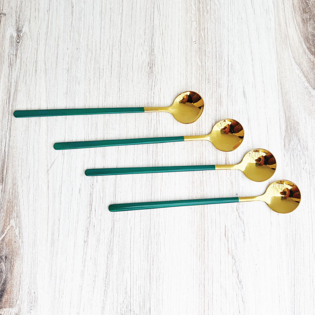 Trendy Espresso & Dessert Spoon Set with 4 Pieces