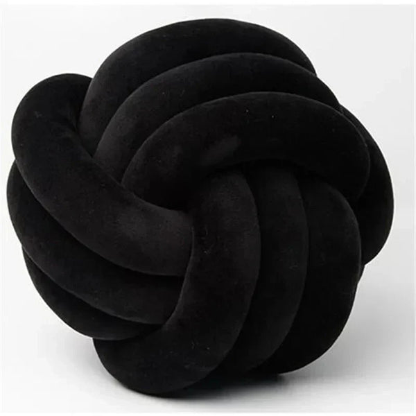 Decorative, soft cushion with knotted ball in suede look